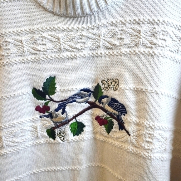 Cabelo's World, Designer Style Women's White Embroidery Sweater Size 2XL - Picture 4 of 8